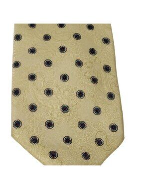 Vintage Winfield Yellow Blue Men Silk Tie Necktie Paisley Flower Work Business